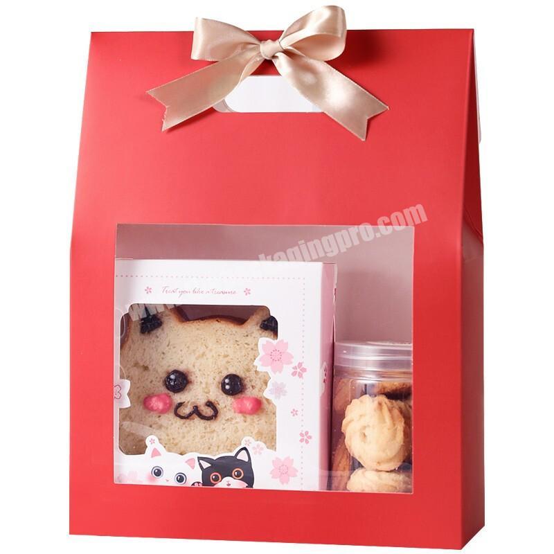 Wholesale Hot Sale Portable  Mini Cute PVC Clear Window Party Bakery Paper Packaging Box for Bread Cookies