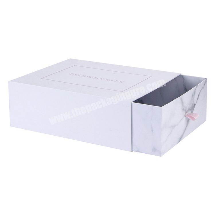 Wholesale hot sale white marble paper gift boxes with drawer