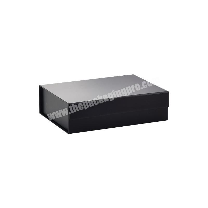 Wholesale in stock packaging small black folding magnetic lid gift box