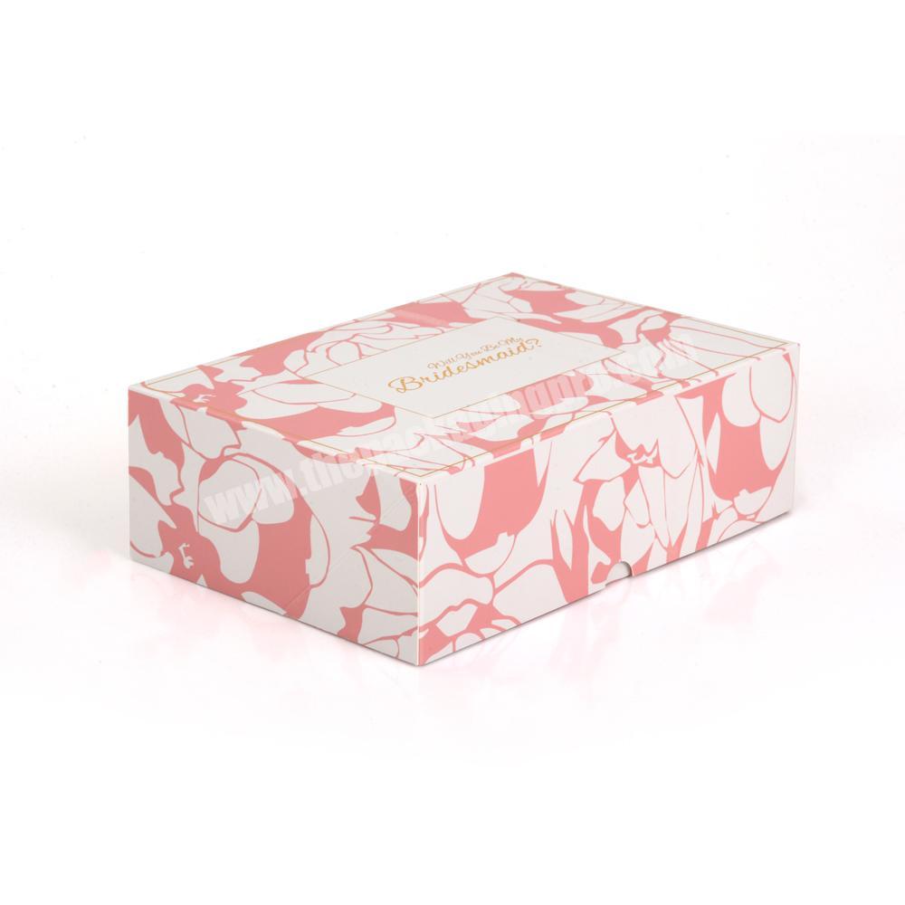 Wholesale ivory board mailing custom boxes pink mailer box flat folding gift box
