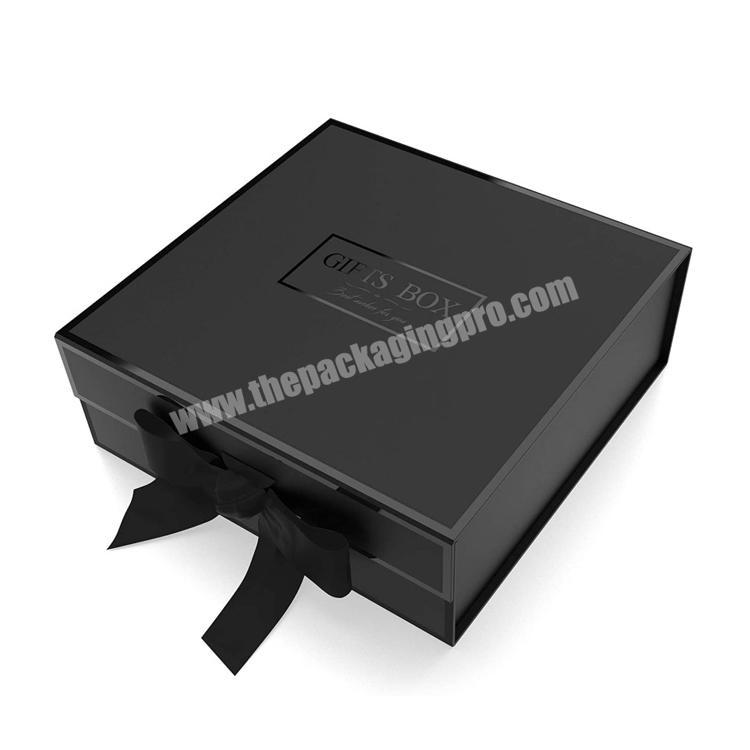 Wholesale large black custom logo paper cardboard packaging box luxury magnetic paper gift box with magnet for shorts wig wine