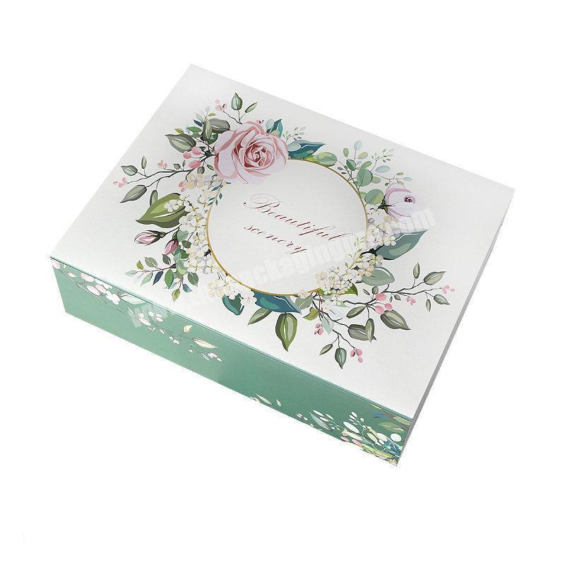 Wholesale Latest Design  Foldable Flat  Art Paper Floral Gift Packing Box for Wedding Dress