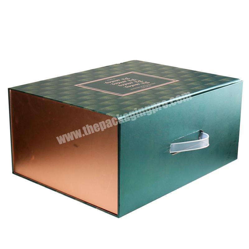 Wholesale logo printed custom luxury large-shape magnetic folding packaging gift box