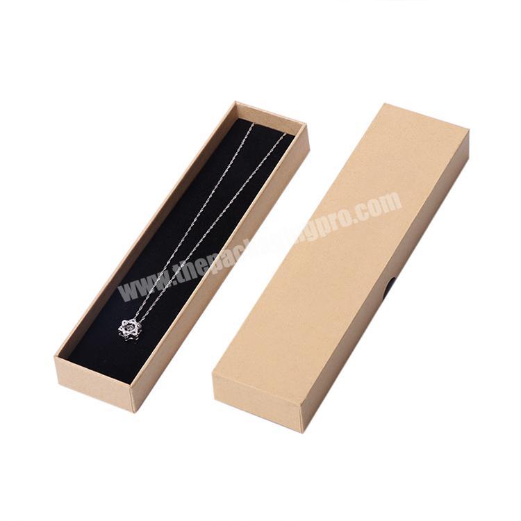 Wholesale Long Necklace Gift Packaging Lid and Base Box With Black Sponge