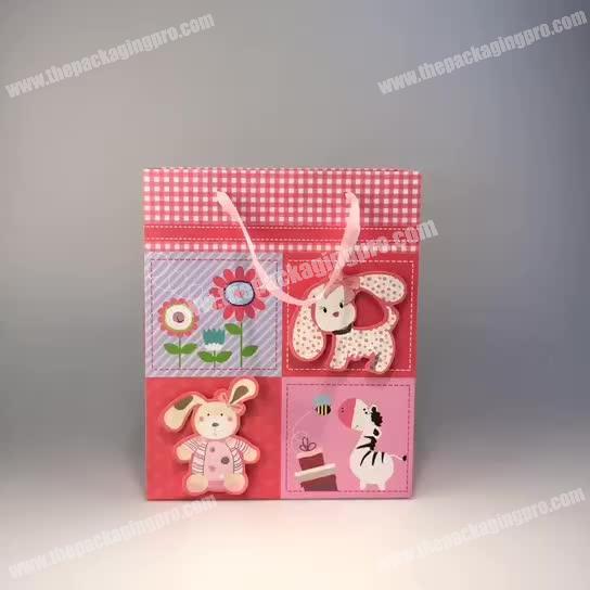 Wholesale Lovely Style High Quality Baby Shower Birthday Party Gift Bag with Ribbon