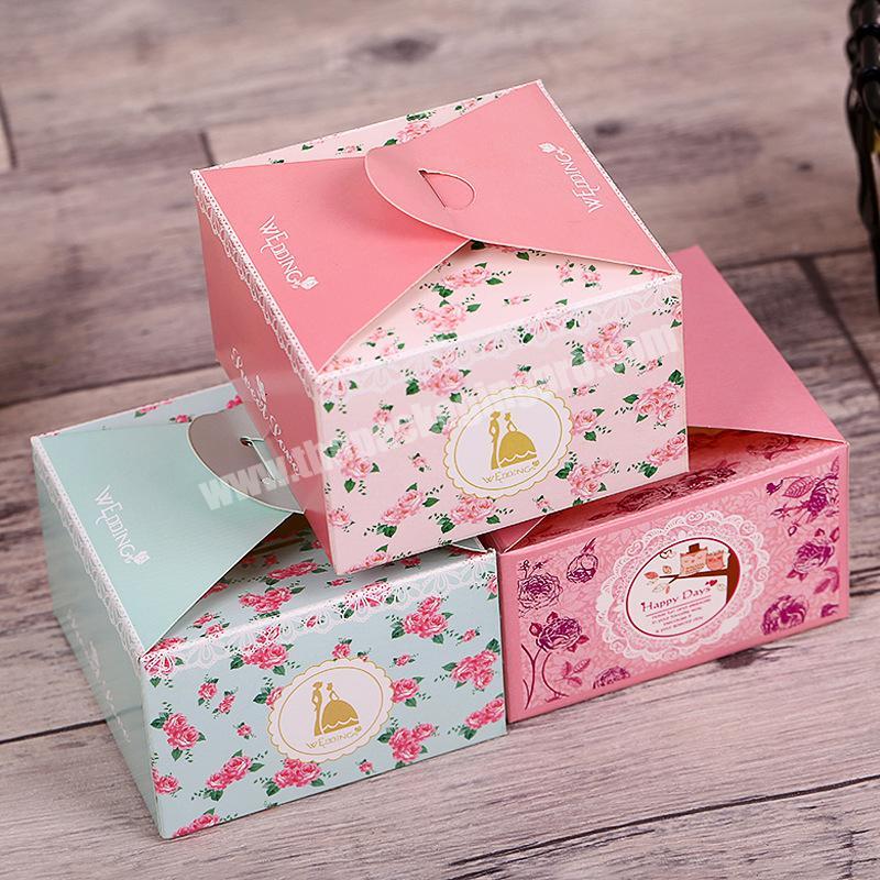 Wholesale Low Price Floral Custom Flat Pack Folding Kraft Square Wedding Candy or Soap