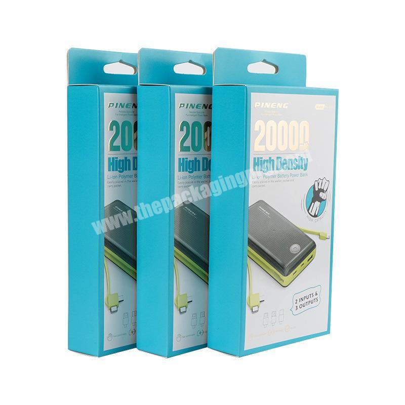 Wholesale Low Price Hook and Insert Inside Foldable Luxury Custom Mobile Charger Paper Packing Box with Logo Packaging