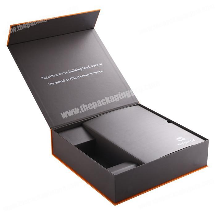wholesale luxury elegant flip top paper box packaging corrugated black jewelry rigid gift boxes with magnetic lid