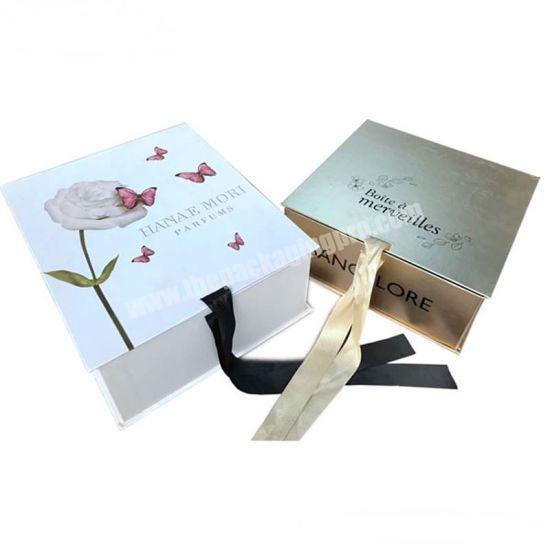 Wholesale Luxury Folding Paper Box With Side Way Folding With Ribbon For Clothing