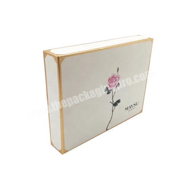 Wholesale Luxury Light Foldable Golden Edge Bow Tie Drawer Packaging Box For UnderwearBraDress