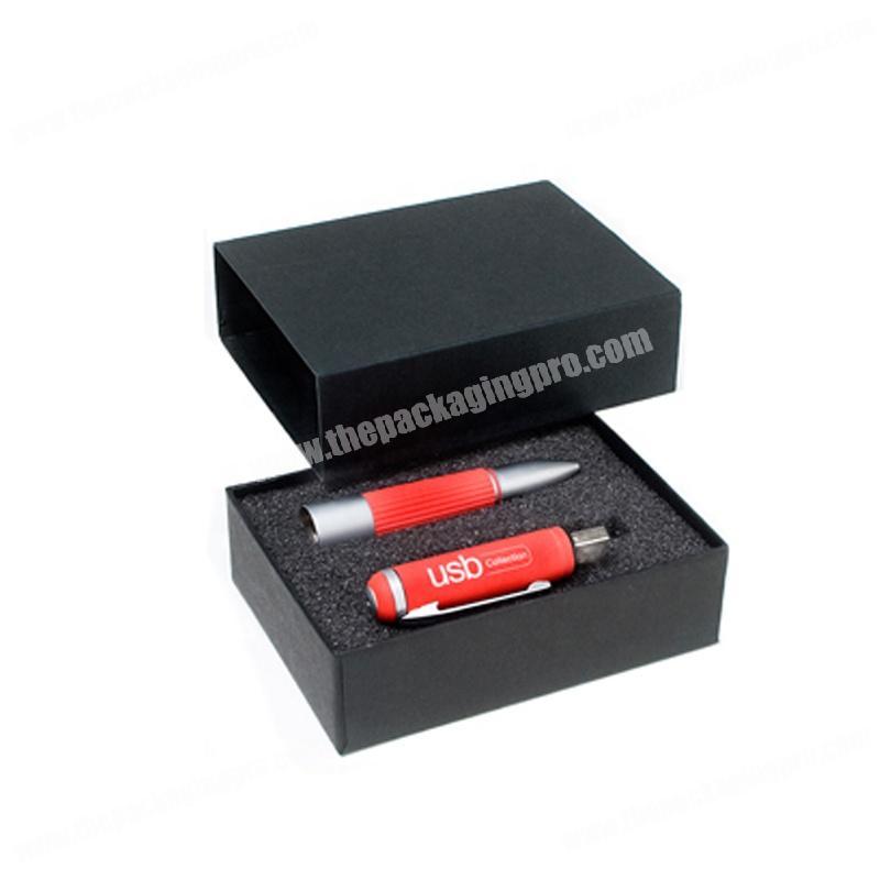 Wholesale luxury packing gift box black sponge insert custom car key usb packaging box