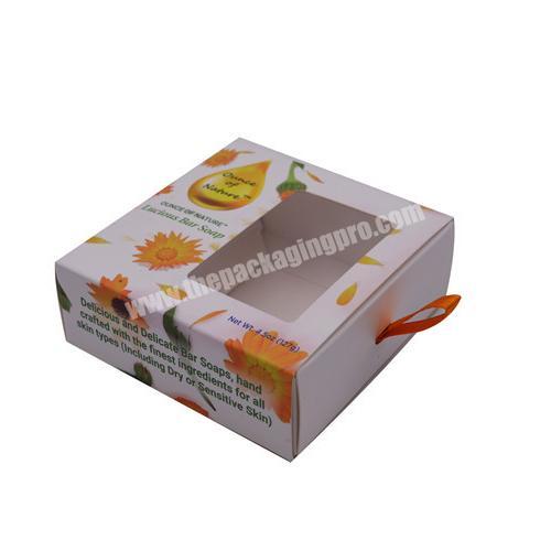 wholesale Luxury Rigid Sliding Push Out Cardboard soap Essential oil sunscreen Packaging Large Gift Paper Drawer Box window