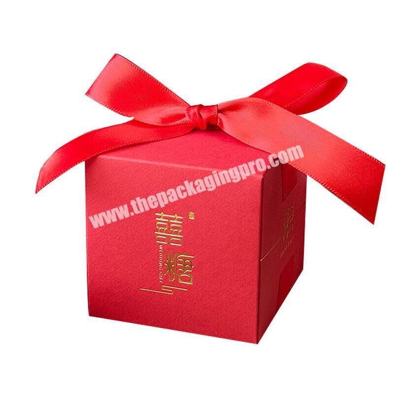 Wholesale Luxury Square Folding Creative Bow Gift Packaging Box for Wedding Candy Chocolate  Sweet