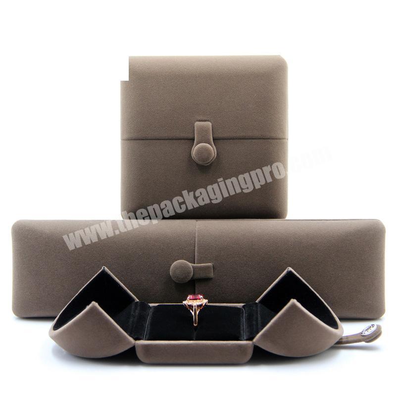 Wholesale luxury velvet jewelry packaging box custom trendy flannelette double opening jewelry box