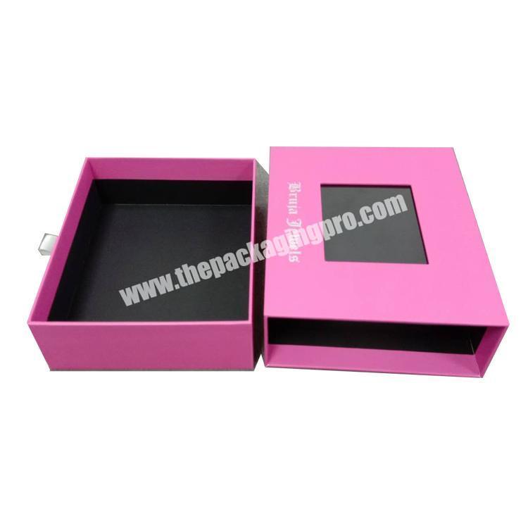 Wholesale manufactory custom printing pink drawer design cheap gift jewelry packing paper various size paper box