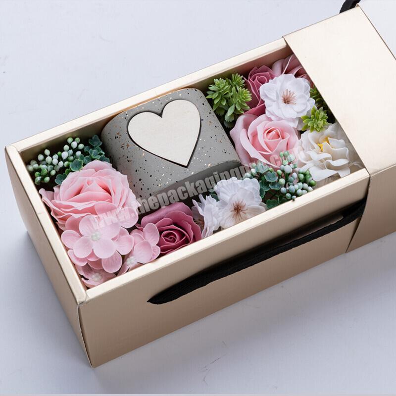 Wholesale New Arrival Design Rectangle Shape Portable Cup Gift Packaging Boxes Custom Flower Packing Boxes With Logo