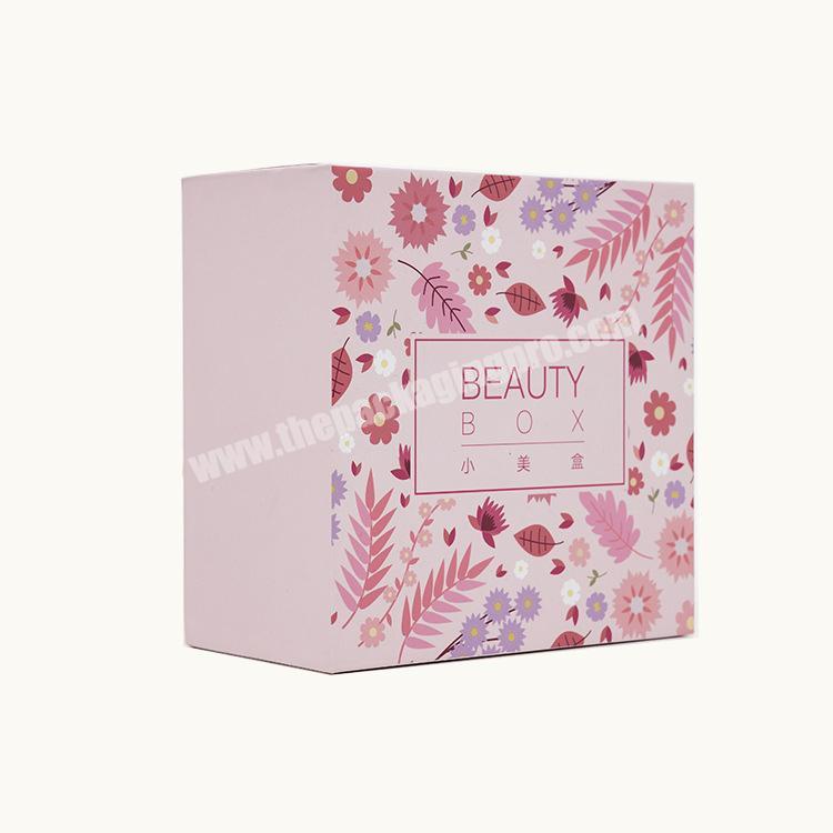 Wholesale New Design Custom Logo Printed Fresh Wedding Favors Flowers Design Lid and Base Pink Gift Packing Box