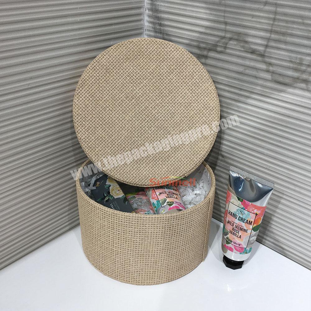 wholesale new eco friendly sustainable handmade round plain hat boxes with lids