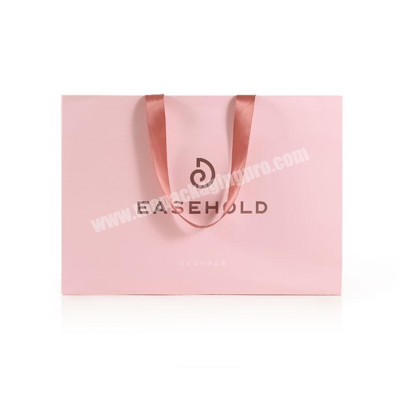 Wholesale Pink Hot Sale Custom Logo Portable White Cardboard Clothes Gift Packaging Bag  Box for Customers