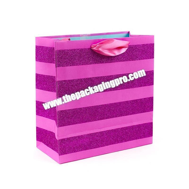 Wholesale pink Paper Kraft Recycled Paper Shopping Bags with Handles