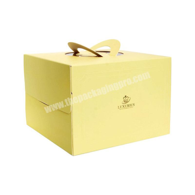 Wholesale Portable Folding Square Custom Cardboard Cake Package with Logo and PVC Window