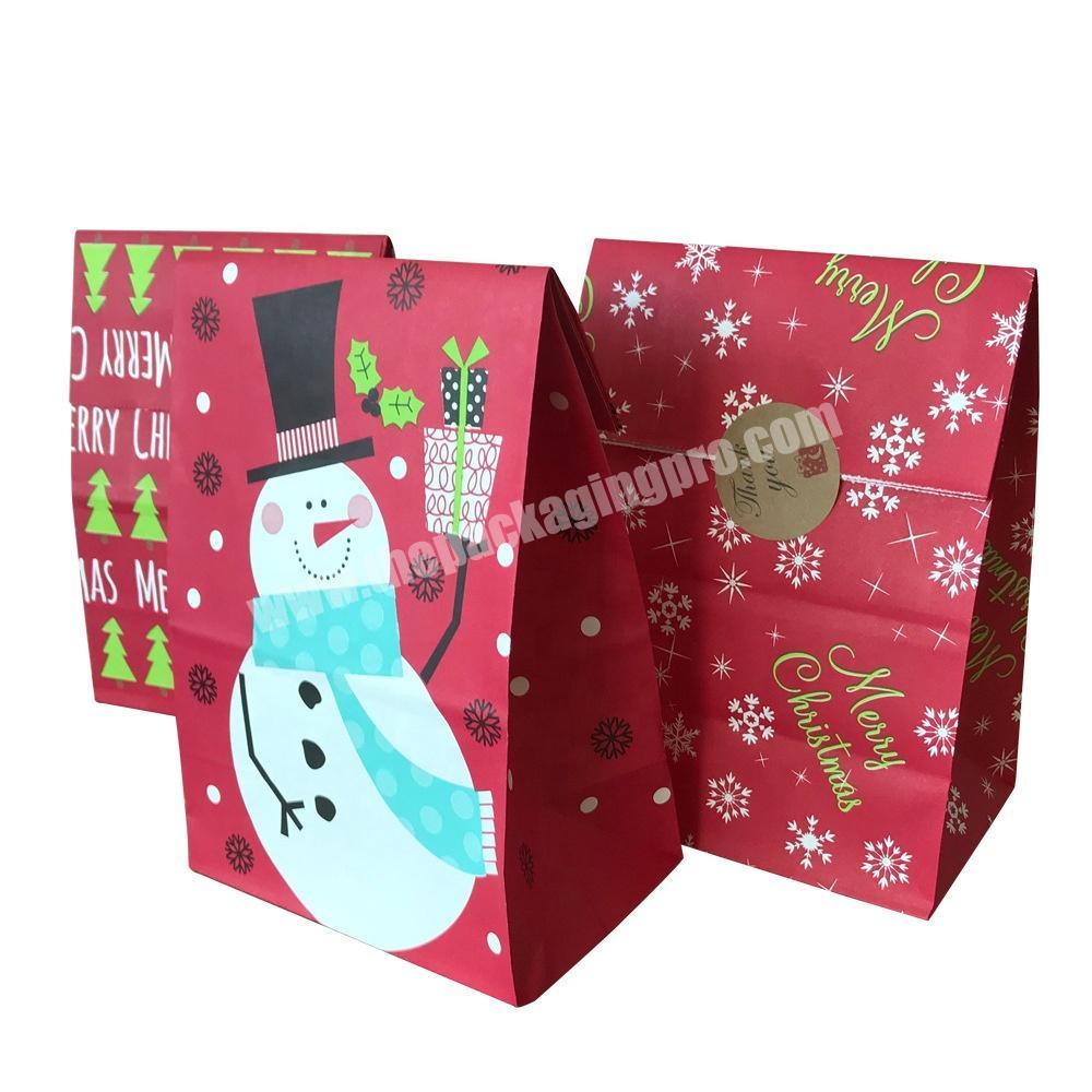 Wholesale price funny snowman cartoons stand up pouch christmas paper gift bag