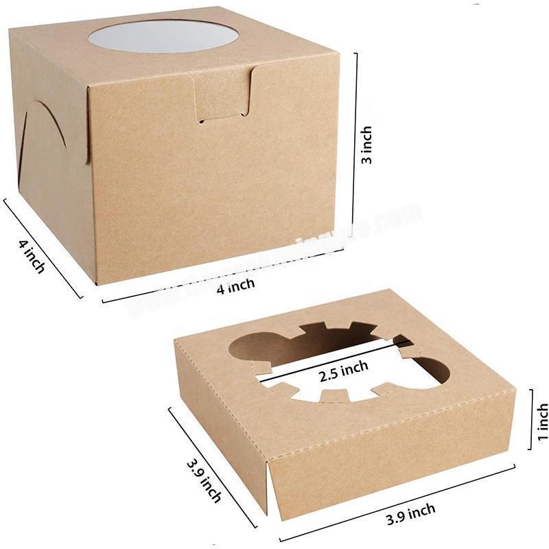 Wholesale printed cardboard paper box cake food packaging box with handle