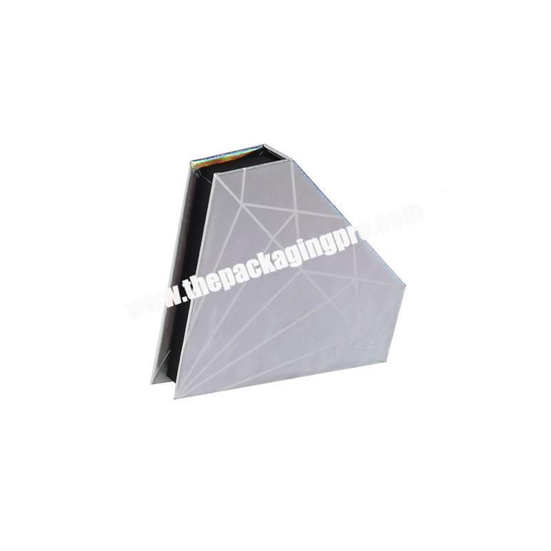 Wholesale private label logo diamond shape holographic false eyelash packaging box