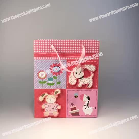 Wholesale Promotional Lovely Style High Quality Baby Shower Birthday Party Gift Bag with Ribbon