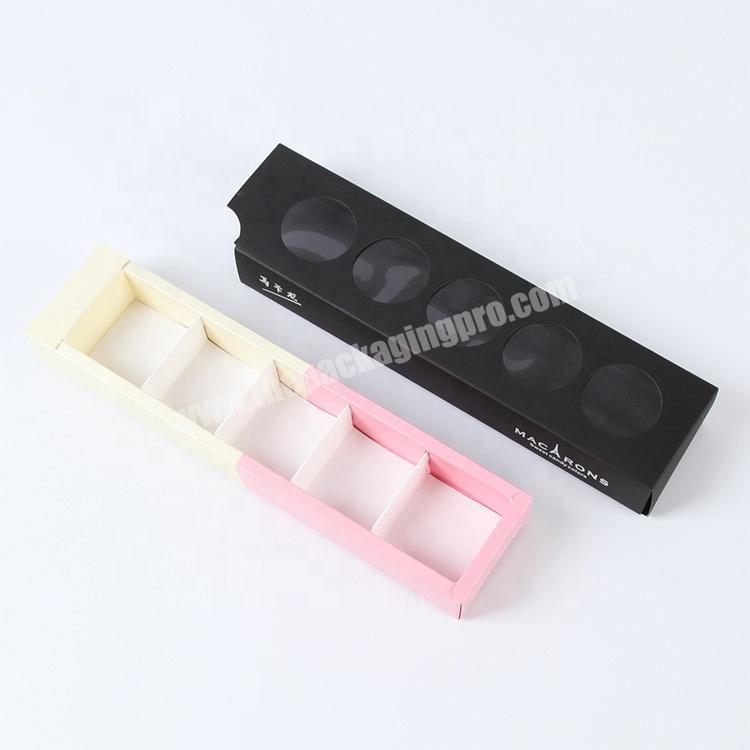 Wholesale rectangular drawer chocolate macarons package paper box with window
