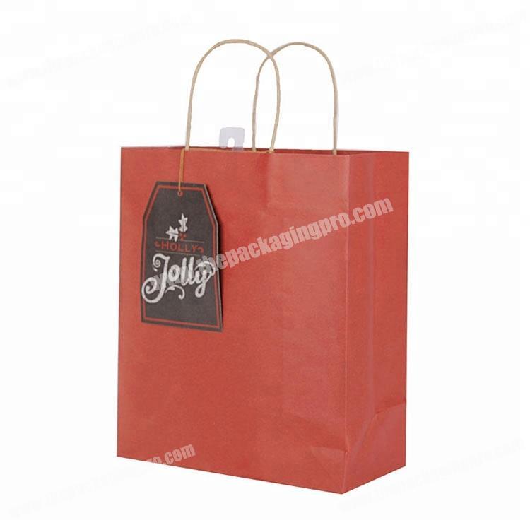 wholesale recycle kraft paper christmas gift bag with big tag