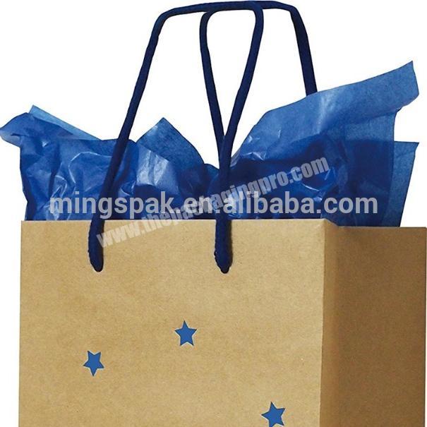 Wholesale Recycle Kraft Paper hollow Christmas gift Bag with tissue paper