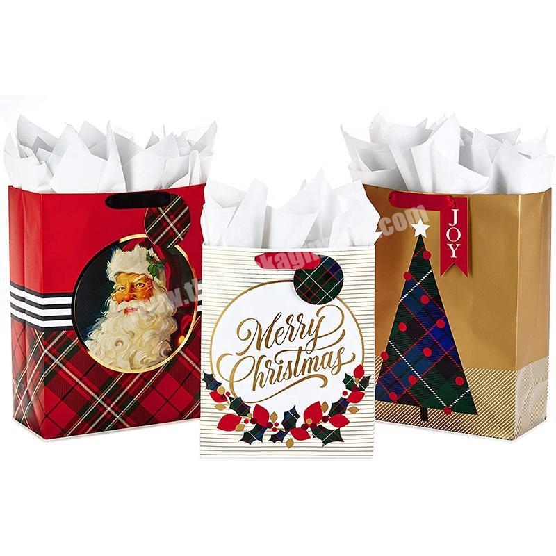 Wholesale recycled gift paper bag Christmas paper bag with handle