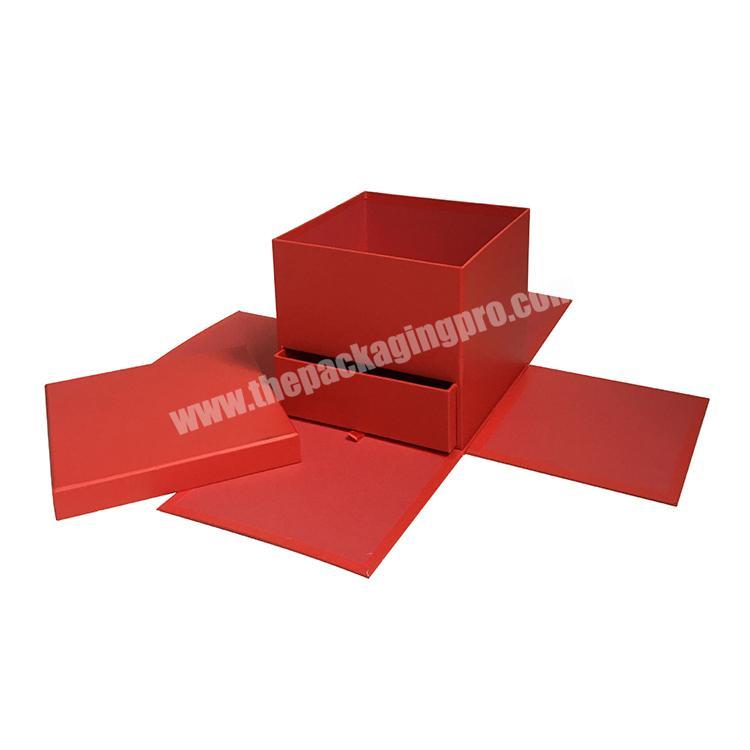 Wholesale Red Flower Packaging Gift With Lid and Drawer