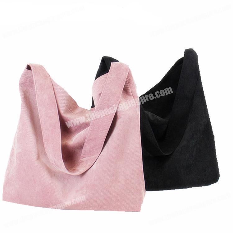 Wholesale retro simple pure color shoulder open casual handbag cloth canvas cotton shopping bags