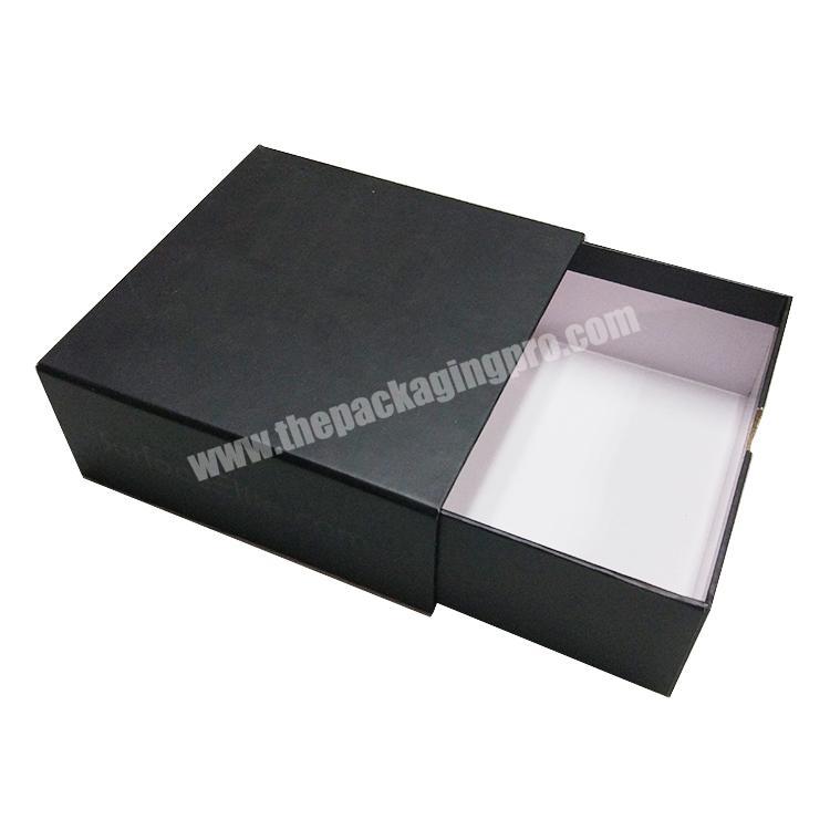 Wholesale Rigid Black Ribbon Handle Sliding Paper Packaging Luxury Drawer Gift Cardboard Box With Lid
