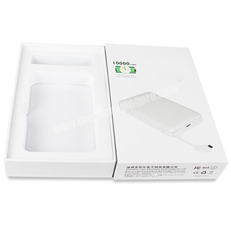 Wholesale Rigid Custom Logo Printed Mobile Power Supply Mobile Phone Foam Gift Packaging Cardboard Box with Lid