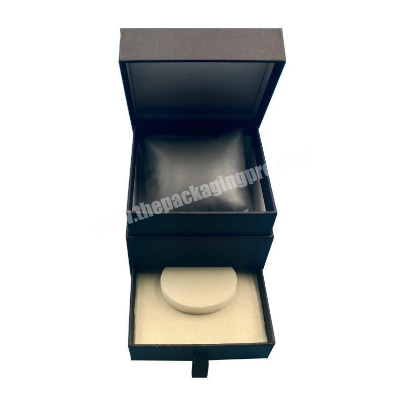 Wholesale Rigid High Quality Fancy Flip Opening Watch and Bracelet Packing Box with two layers