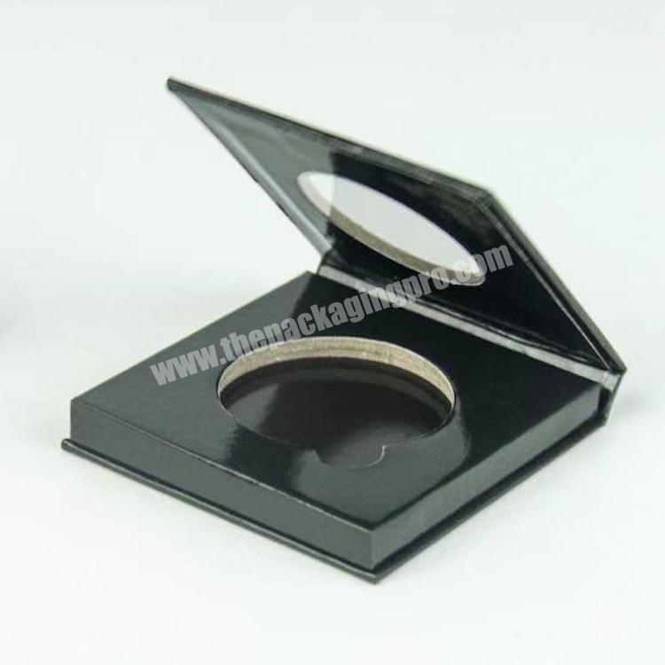 Wholesale Single Eyeshadow Packaging Flip Lip Box Paper Packaging With Clear Window Acrylic Black Cardboard Box For Eye Shadow