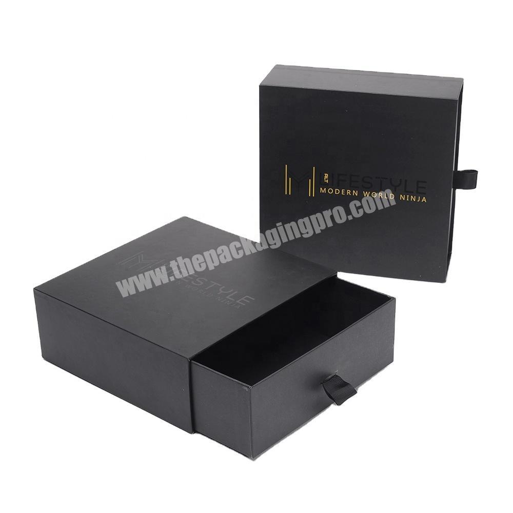 Wholesale Spot UV Black Custom Logo Printed Perfume Gold Foil Luxury Hot Stamping Rigid Drawer Sliding Gift Packaging Box