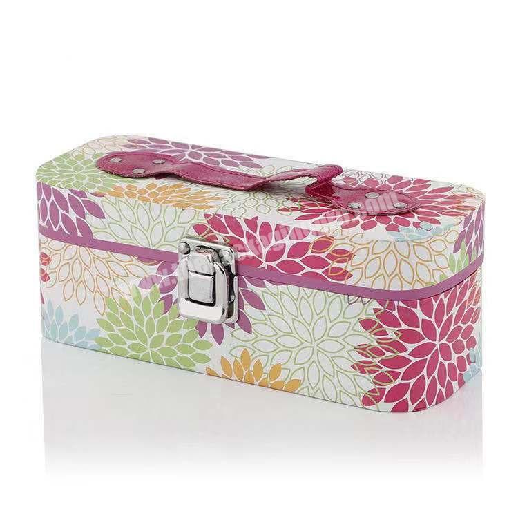 Wholesale Suitcase Gift Box Handles Flower Paper Box With Metal Lock Cardboard Box With Lock