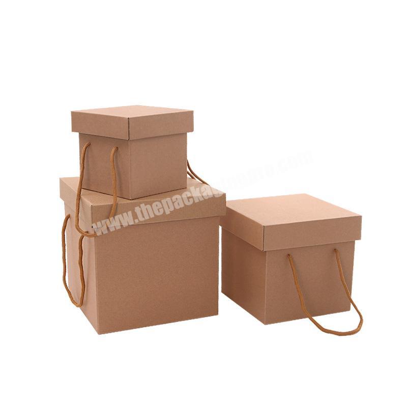 Wholesale Supercapacity Brown Square Cardboard Extra Large Portable Fruit Gift Packing Box with Lid