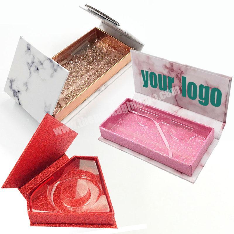 Wholesale supplier customized luxury glitter gold paper eyelash box packaging