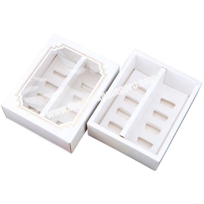 Wholesale white color customized paper macaron box dessert packing box