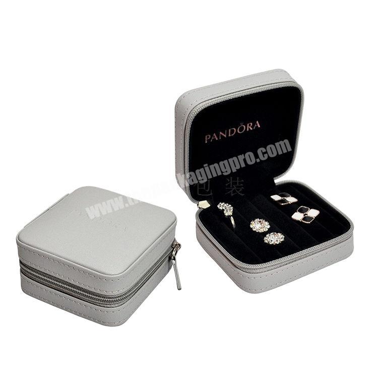 Wholesale  Women square PU Leather  Jewelry ring, necklace ,bracelet packaging box with zipper