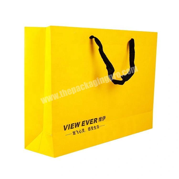 Wholesale Yellow Printed Shopping Paper Bag with Handle