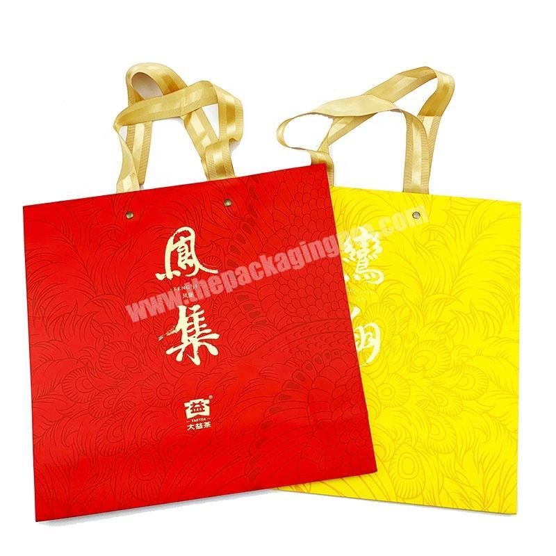 Wholesales Custom Logo Luxury Tea Packaging Paper Shopping Bag With Handles