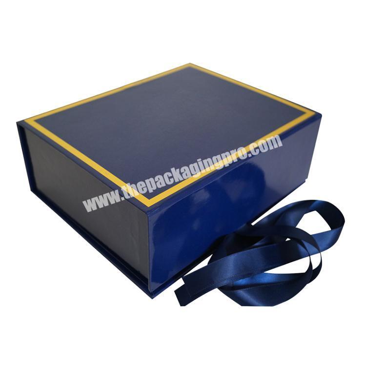 Wholesales glossy navy color  Foldable Cardboard Gift Box with LidComestic Gift BoxLuxury Gift Box Packaging