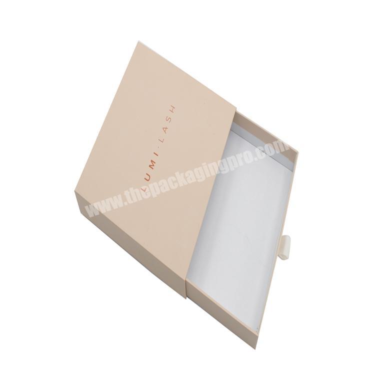 Wholesales Rose Gold Foil Cardboard Slide Open Drawer Box Packaging Custom Logo