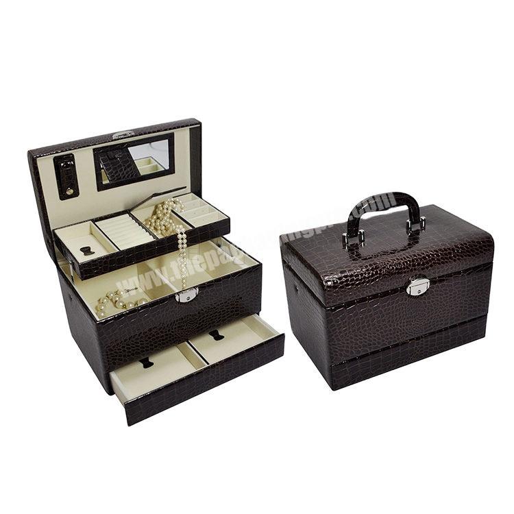 whose sales business pro table storage case ; jewelry box with make up mirror PU leather jewelry case